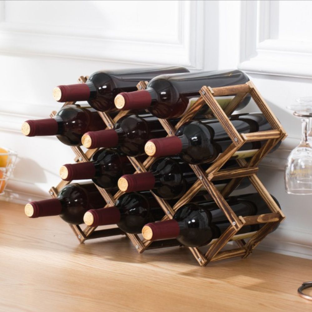 10 Slot Wooden Wine Bottle Rack