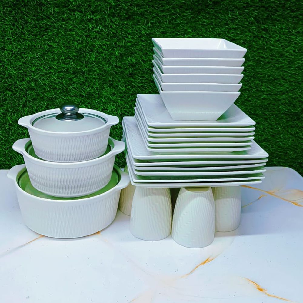 27pc white square dinner plates