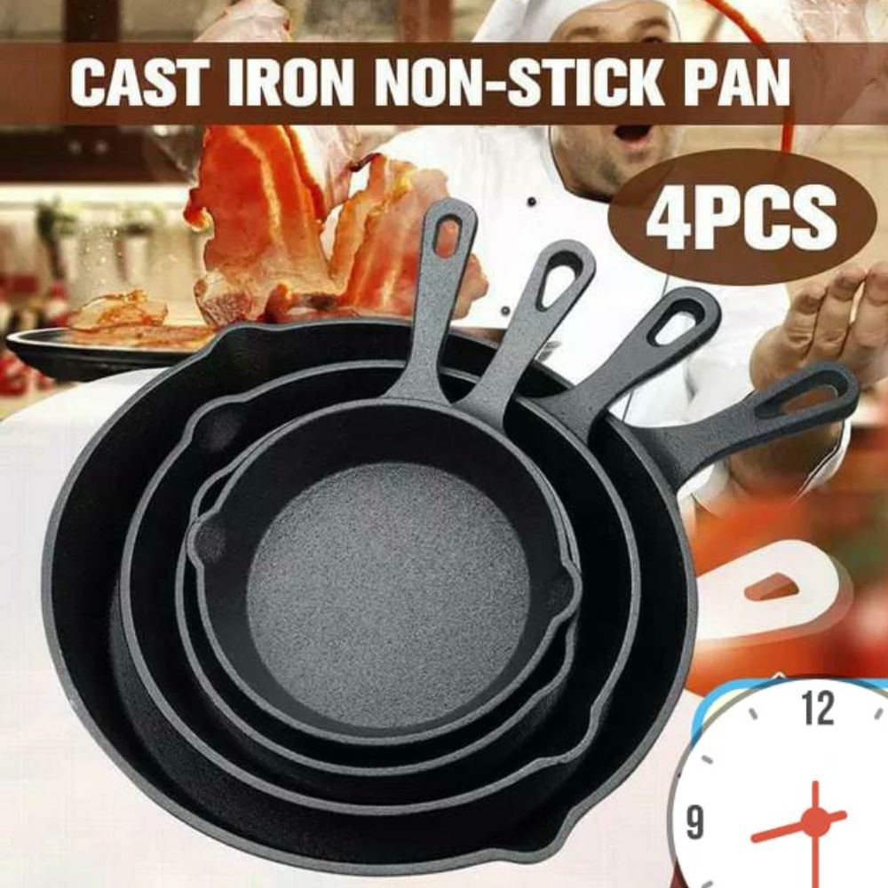 4pc Cast iron Frying pan set
