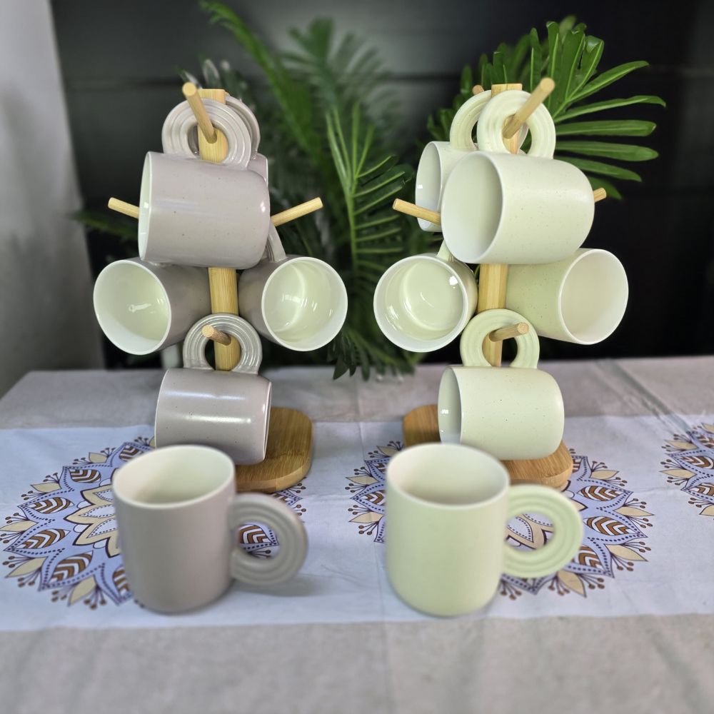 6pc Circular ceramic mugs