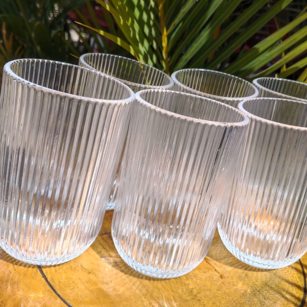 6pc Ribbed Glasses