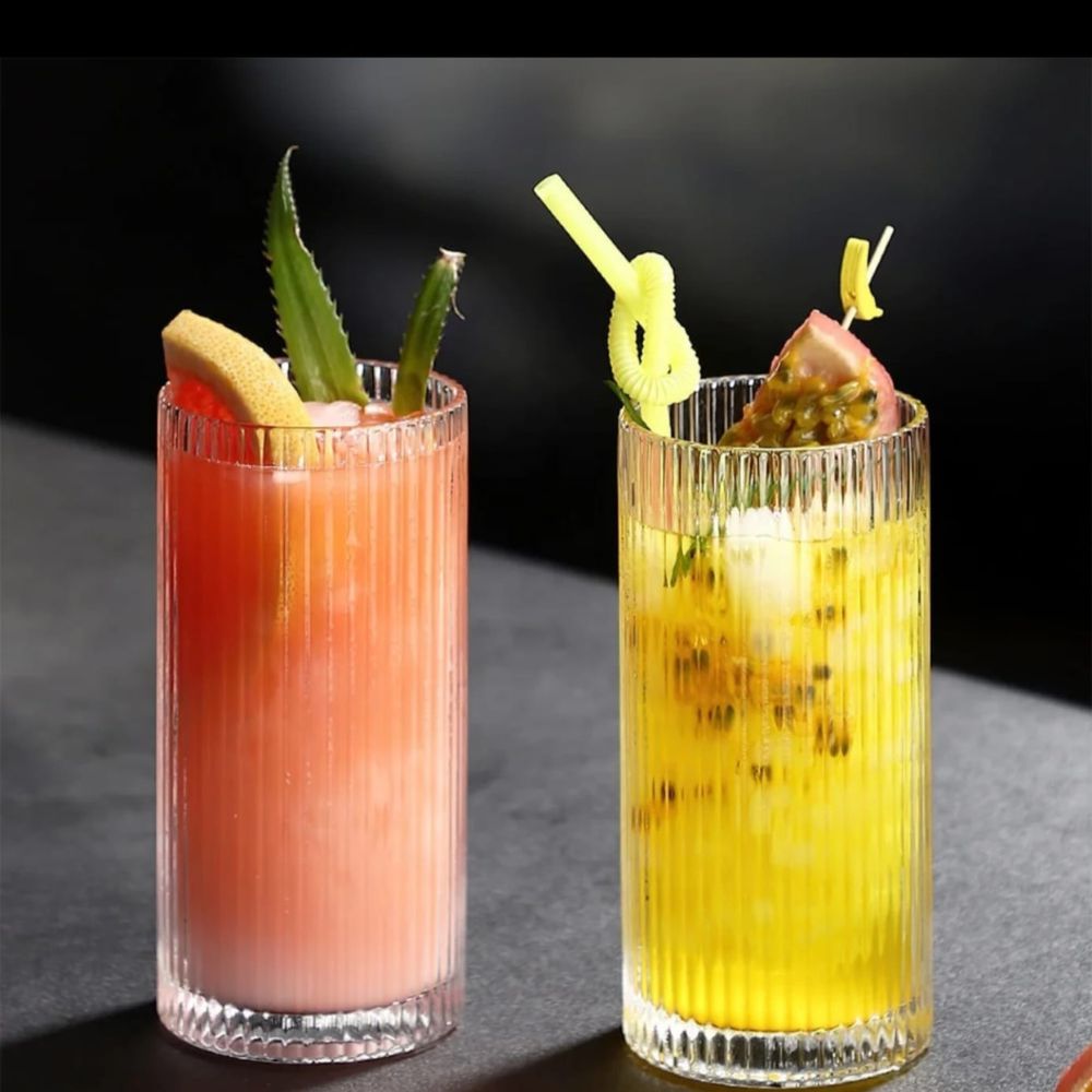 6pc Ribbed glassware