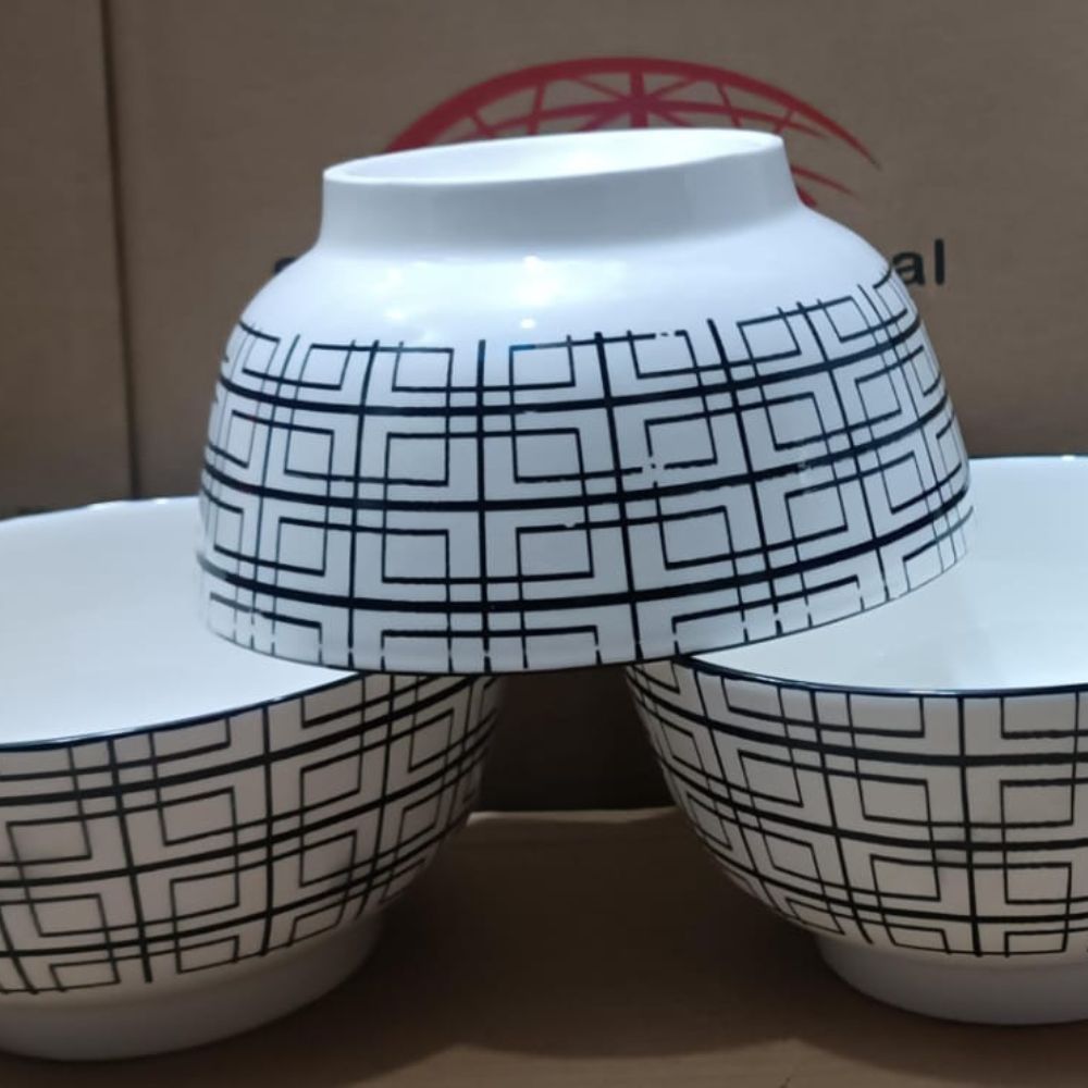 6pc white black ceramic mugs