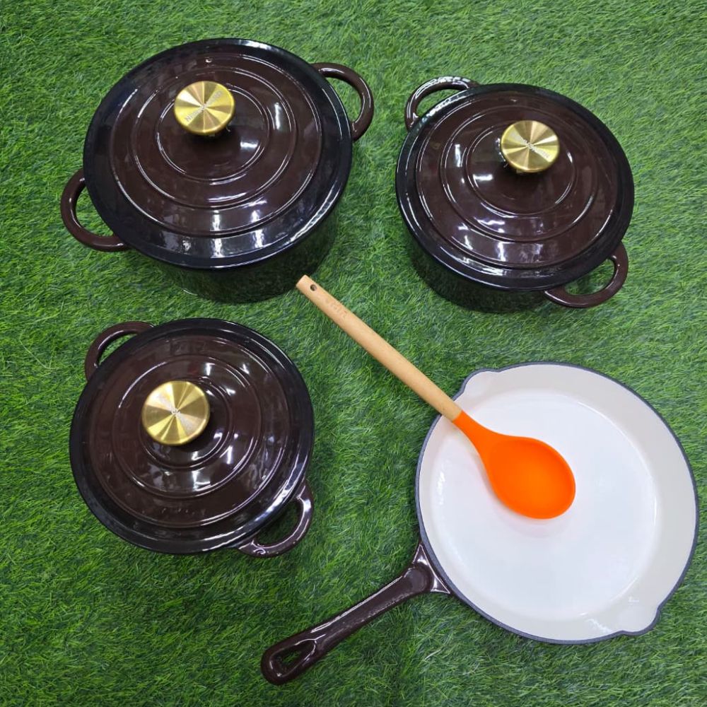 7pc Enamel Cast Iron cooking pots