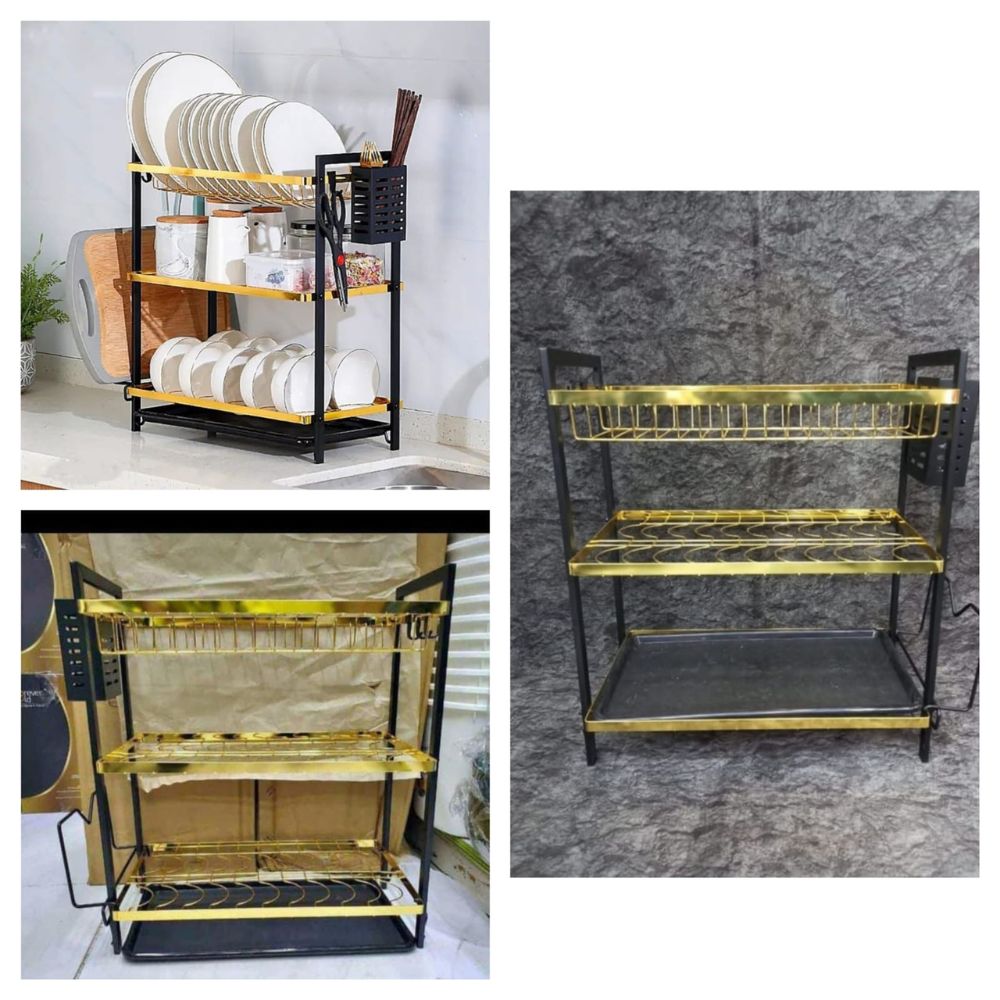 Gold Black 3 tier Rack