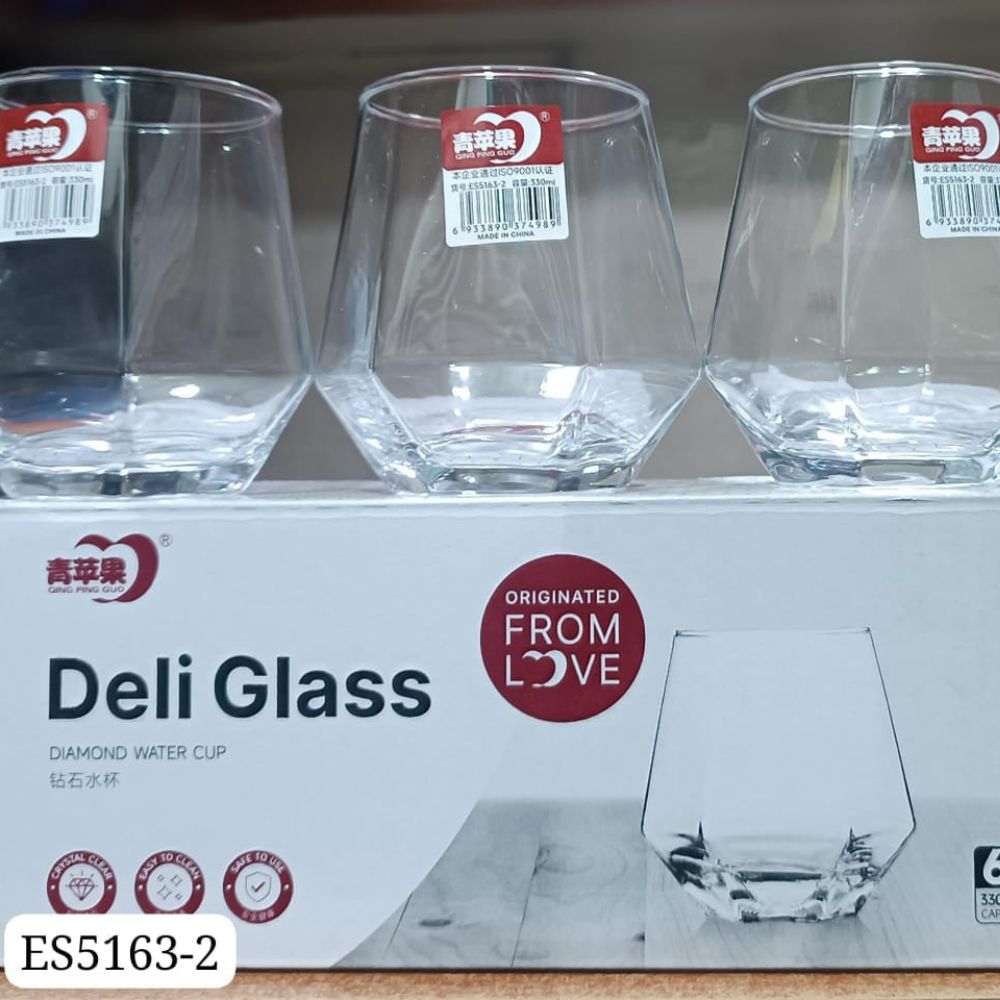 6pc Hexagonal Clear glass