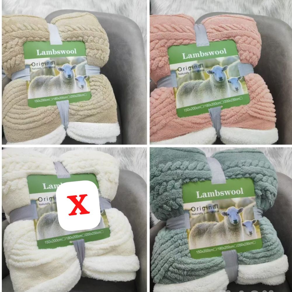 Lambswool Double Sided Throw Blanket