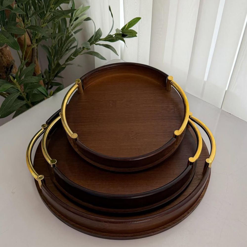 Multifunctional round Bamboo Trey