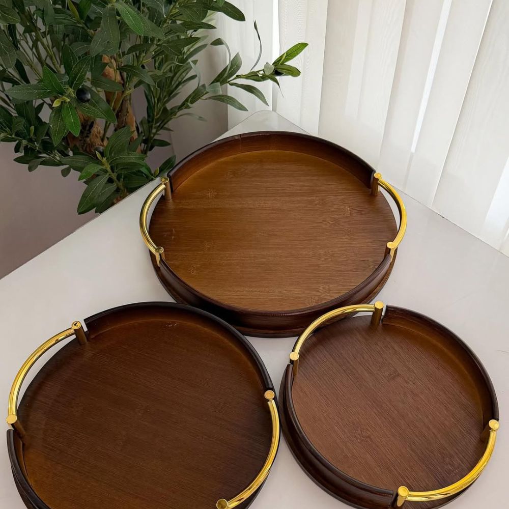 Multifunctional round Bamboo Trey