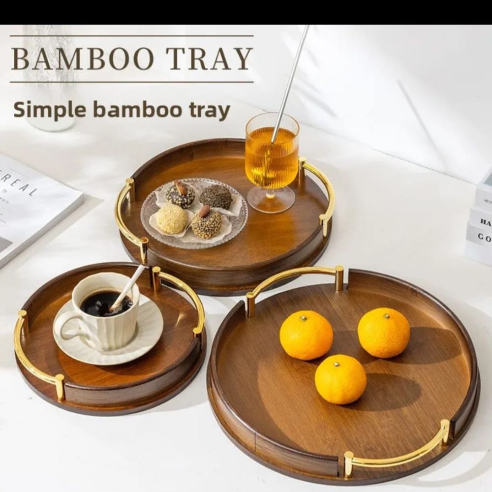 Multifunctional round Bamboo Trey