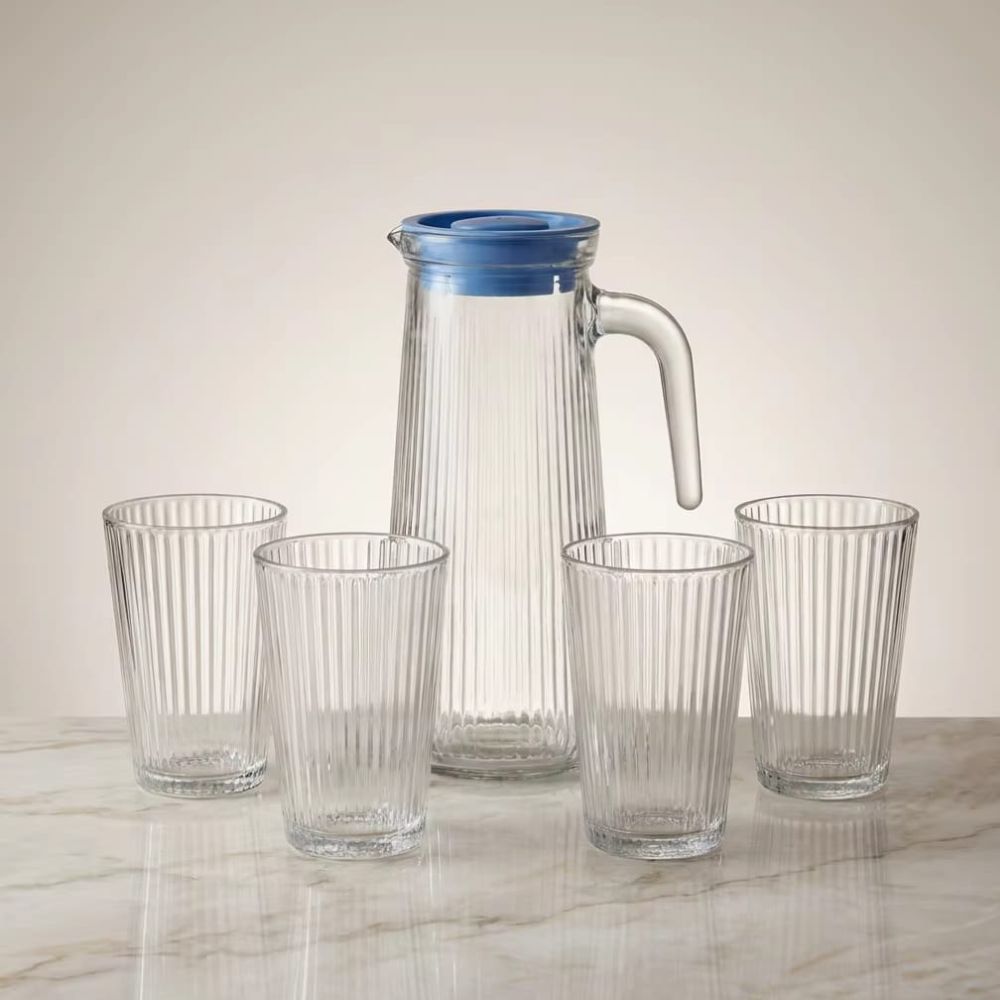 Ribbed Glass Jug set