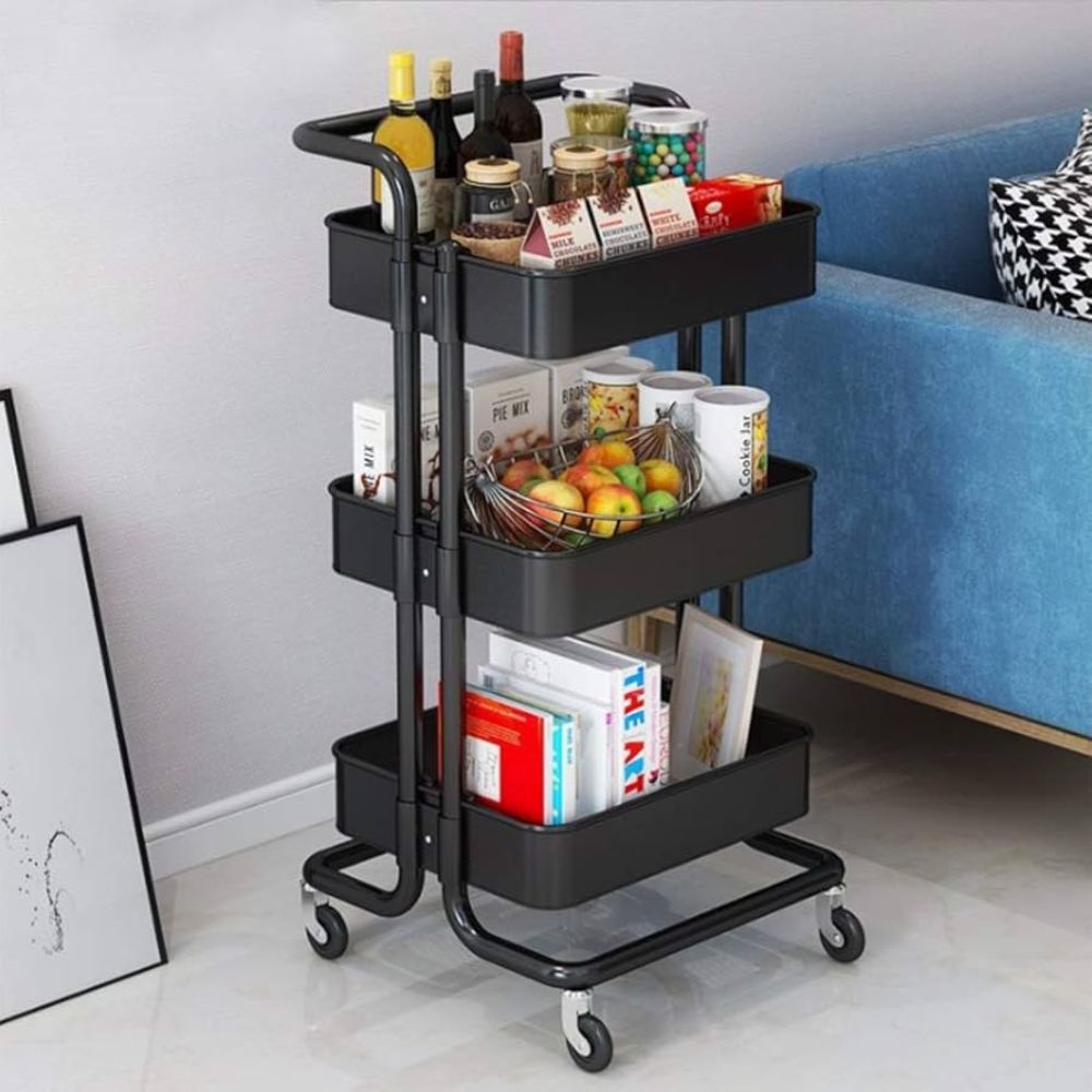 3 Layer metallic mesh trolley rack