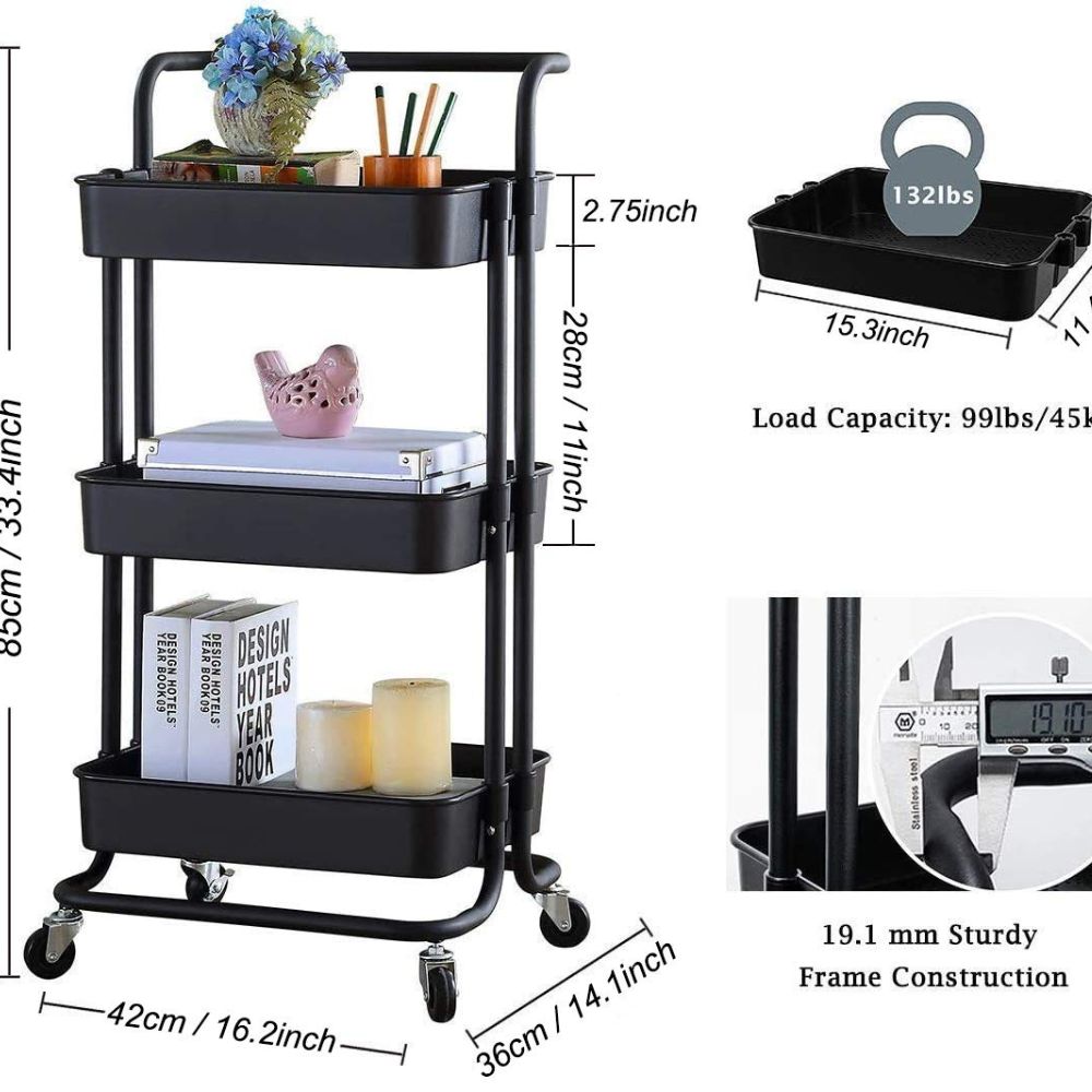 3 Layer metallic mesh trolley rack