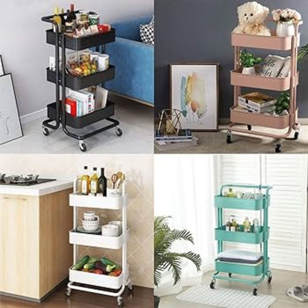 3 Layer metallic mesh trolley rack