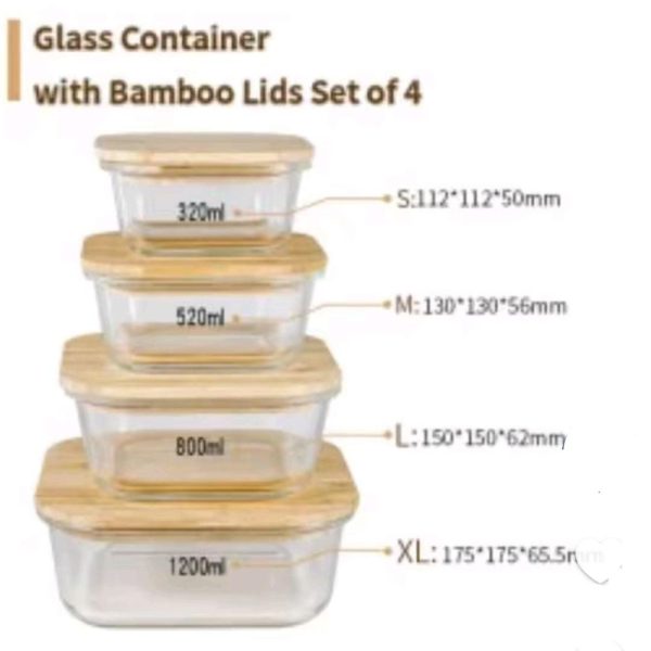 4 Piece Glass Storage containers