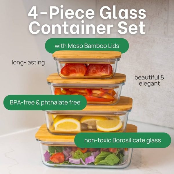4 Piece Glass Storage containers