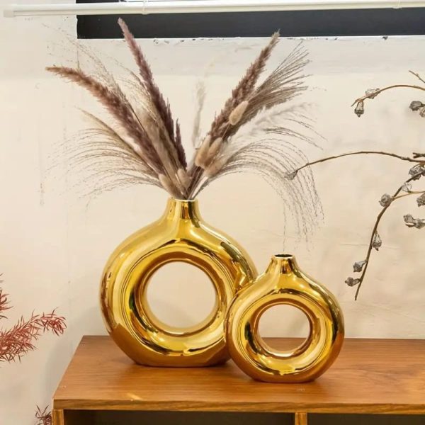Ceramic Gold Donut Vase