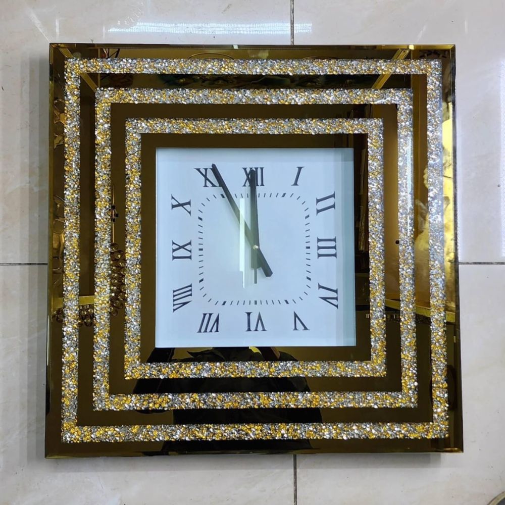 Gold Mirrored Crystal wall clock