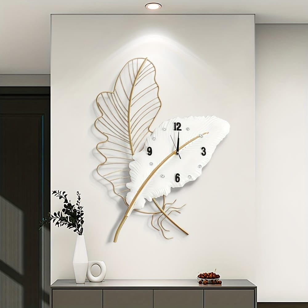 Metallic Feather Clock