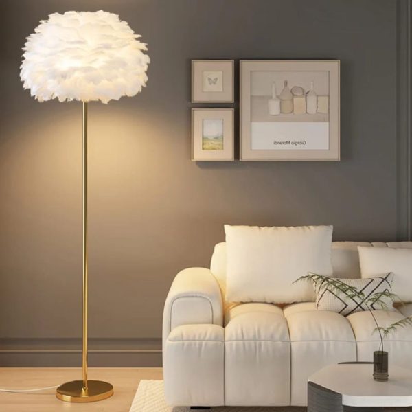 Ostrich floor feather lamp